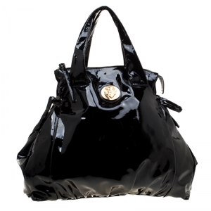 مملوكة مسبقًا Gucci Black Patent Leather Large Hysteria Tote