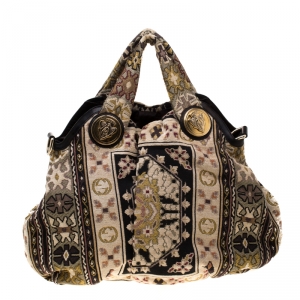 مملوكة مسبقًا Gucci Multicolor Embroidered Tapestry Fabric Large Hysteria Hobo