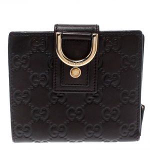 Gucci Brown Guccissima Leather Buckle Wallet
