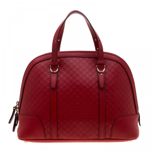 مملوكة مسبقًا Gucci Red Microguccissima Leather Nice Dome Satchel