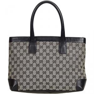 Pre Owned Gucci Gray GG Canvas Tote Bag