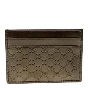 Gucci Olive Green Microguccissima Patent Leather Card Holder