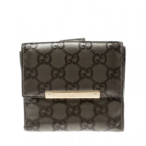 Gucci Metallic Grey Guccissima Leather Compact Wallet