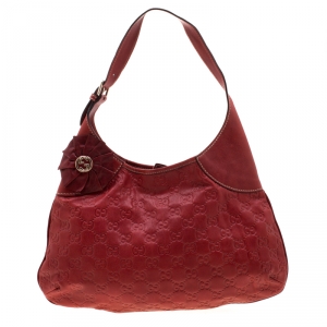 مملوكة مسبقًا Gucci Red Guccissima Leather Hobo