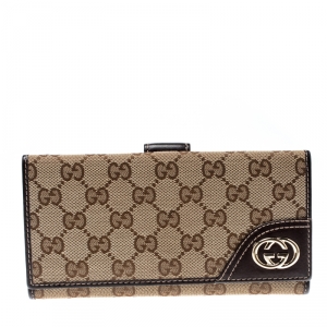 Gucci Beige/Brown GG Canvas and Leather Britt Continental Wallet
