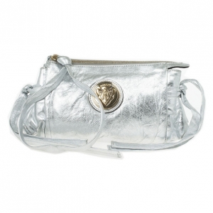 Pre Owned Gucci Silver Metallic Patent ‘Hysteria’ Clutch