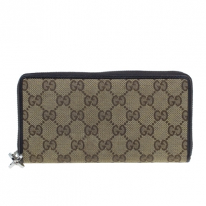 Gucci Brown Canvas Interlocking G Zip Around Continental Wallet