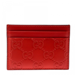 Gucci Red Guccissima Leather Card Holder
