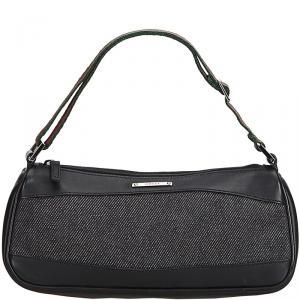 مملوكة مسبقًا Gucci Black Denim And Leather Baguette