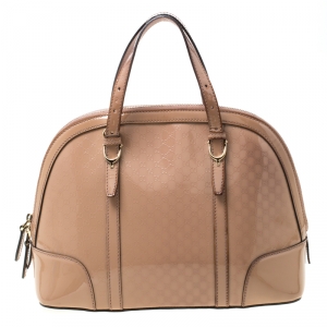 Pre Owned Gucci Nude Microguccissima Patent Leather Nice Satchel 