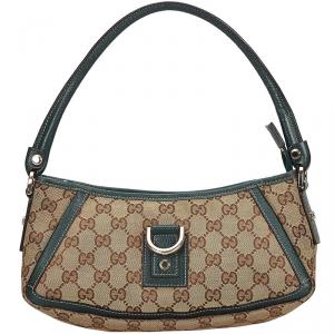 مملوكة مسبقًا Gucci Brown/Beige GG Canvas D-Ring Baguette Bag