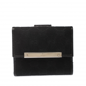 Gucci Black Guccissima Leather Mini Flap French Wallet