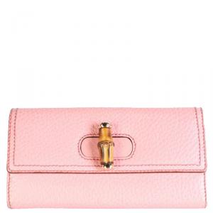 Gucci Pink Leather Bamboo Wallet