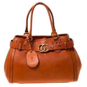 Pre Owned حقيبة يد غوتشي رانينج GG متوسطة جلد كوبر