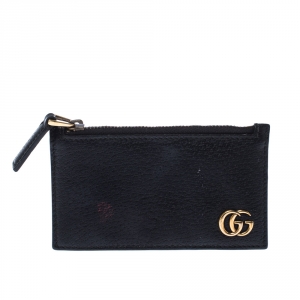 Gucci Black Leather GG Marmont Card Holder