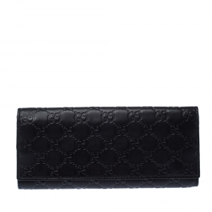 Gucci Dark Brown Guccissima Leather Trifold Long Wallet