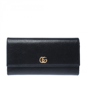 Gucci Black Leather GG Marmont Continental Wallet