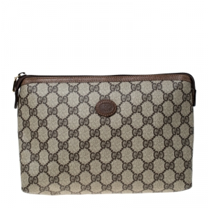 Gucci Beige/Brown GG Supreme Canvas Cosmetic Clutch