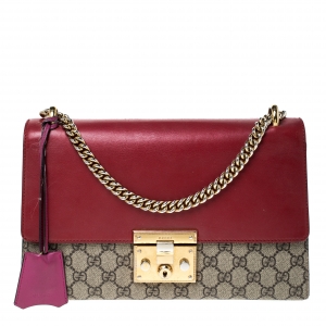 مملوكة مسبقًا Gucci Multicolor GG Supreme Canvas and Leather Medium Padlock Shoulder Bag