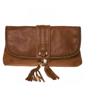 Gucci Camel Pebbled Calfskin Leather Marrakech Clutch