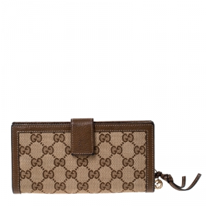 Gucci Beige/Brown GG Canvas and Leather Continental Wallet