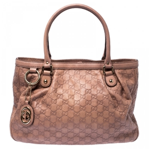 Pre Owned Gucci Pink Guccissima Leather Sukey Tote