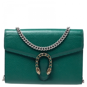 Gucci Green Leather Dionysus Wallet On Chain           
