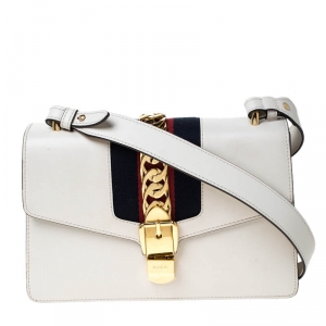 Gucci Cream Leather Small Sylvie Shoulder Bag