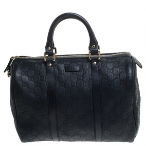 Pre Owned Gucci Navy Blue Guccissima Leather Medium Joy Boston Bag