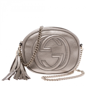 مملوكة مسبقًا Gucci Gold Leather Mini Soho Chain Crossbody Bag