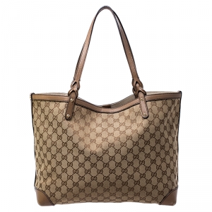 مملوكة مسبقًا Gucci Beige GG Canvas and Leather Craft Original Tote 