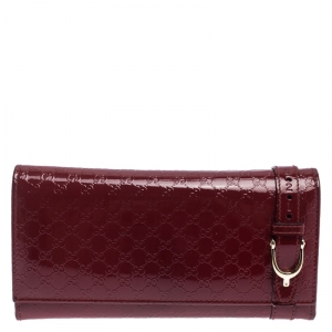 Gucci Red Micro Guccissima Patent Leather Zip Around Wallet