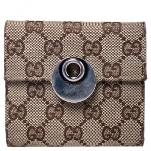 Gucci Beige/Brown GG Canvas Eclipse Compact Wallet