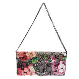 Gucci Multicolor GG Supreme Canvas Dionysus Blooms Print Wallet on Chain