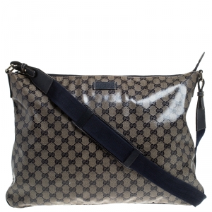 Pre Owned Gucci Blue Monogram Crystal GG Messenger Bag