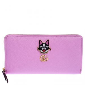 Gucci Pink GG Marmont Leather Limited Edition Bosco Zip Around Wallet