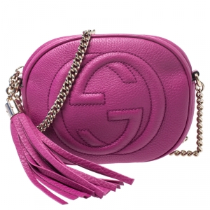 Pre Owned حقيبة كروس غوتشي ميني سوهو جلد بنفسجية بسلسلة