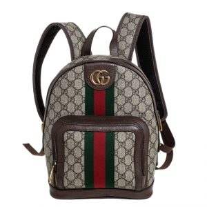 Pre Owned Gucci Beige/Ebony GG Supreme Coated Canvas Small Ophidia Backpack