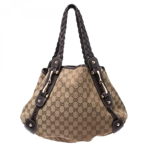مملوكة مسبقًا Gucci Beige/Brown GG Canvas and Leather Medium Pelham Shoulder Bag