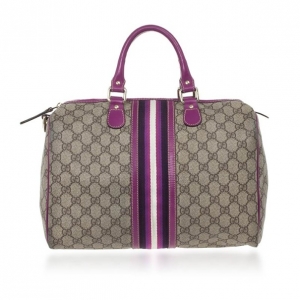 Pre Owned Gucci Limited Edition Purple Stripe GG Monogram Joy Boston Bag