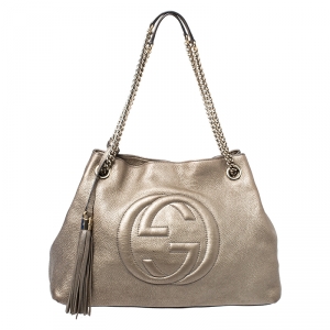 مملوكة مسبقًا Gucci Gold Leather Medium Soho Shoulder Bag
