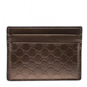 Gucci Bronze Nice Microguccissima Leather Card Holder