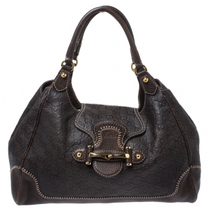 مملوكة مسبقًا Gucci Choco Brown Leather New Pelham Large Shoulder Bag