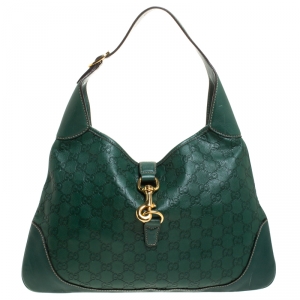 Pre Owned Gucci Green Leather Jackie O Hobo