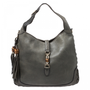مملوكة مسبقًا Gucci Olive Green Leather Large New Jackie Hobo