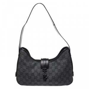 مملوكة مسبقًا Gucci Black Canvas and Leather Jackie Shoulder Bag
