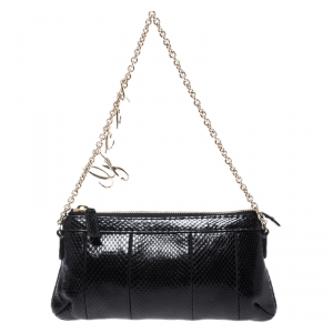Gucci Black Python Charm Chain Pochette