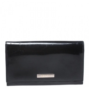 Gucci Black Patent Leather Continental Wallet