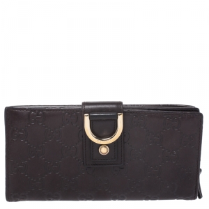 Gucci Brown Guccissima Abbey D Ring Continental Wallet