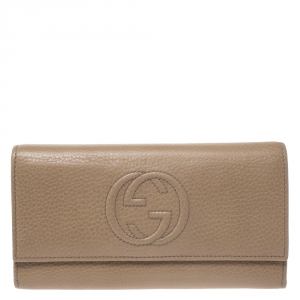 Gucci Beige Leather Soho Continental Flap Wallet